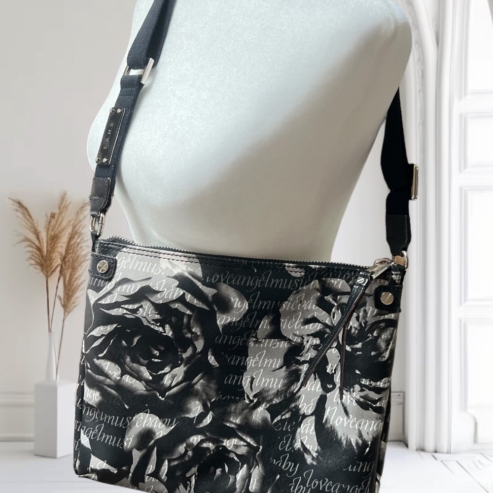 Gwen Stefani LAMB Black White Floral Love Angel Music Baby Pattern Crossbody Bag